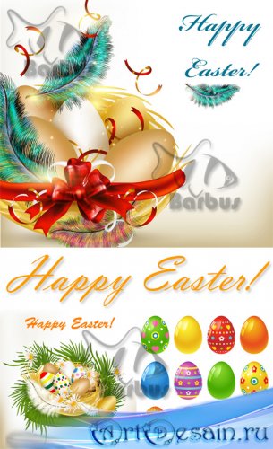 Vector card Happy Easter and Easter eggs /      