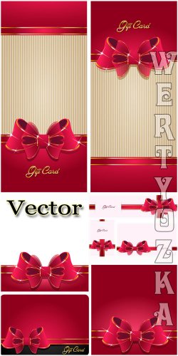      / Gift card  with ribbons - vector