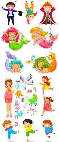         / Mermaids and toys in Vector