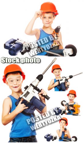 ,    / Builder, a boy with tools - stock phot ...