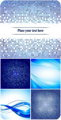        / Blue vector background with lines and squares